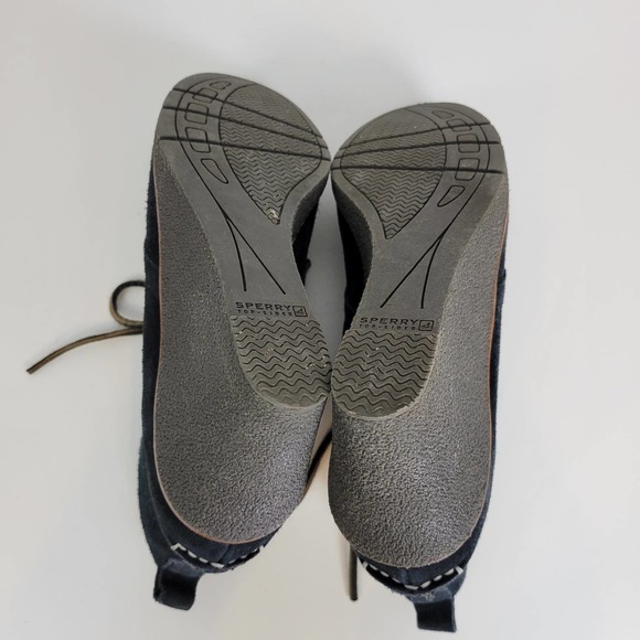 Sperry Womens Boots Size‎ 6.5 Black Suede Round Toe Lace Up Wedge Heels - Picture 9 of 9